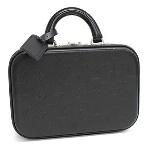 Louis Vuitton Valisette Handbag Trunk Case Monogram Glac Leather Black